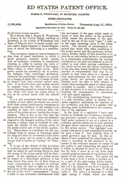 Relay valve oil pressure water wheel governor patent 1,106,434.